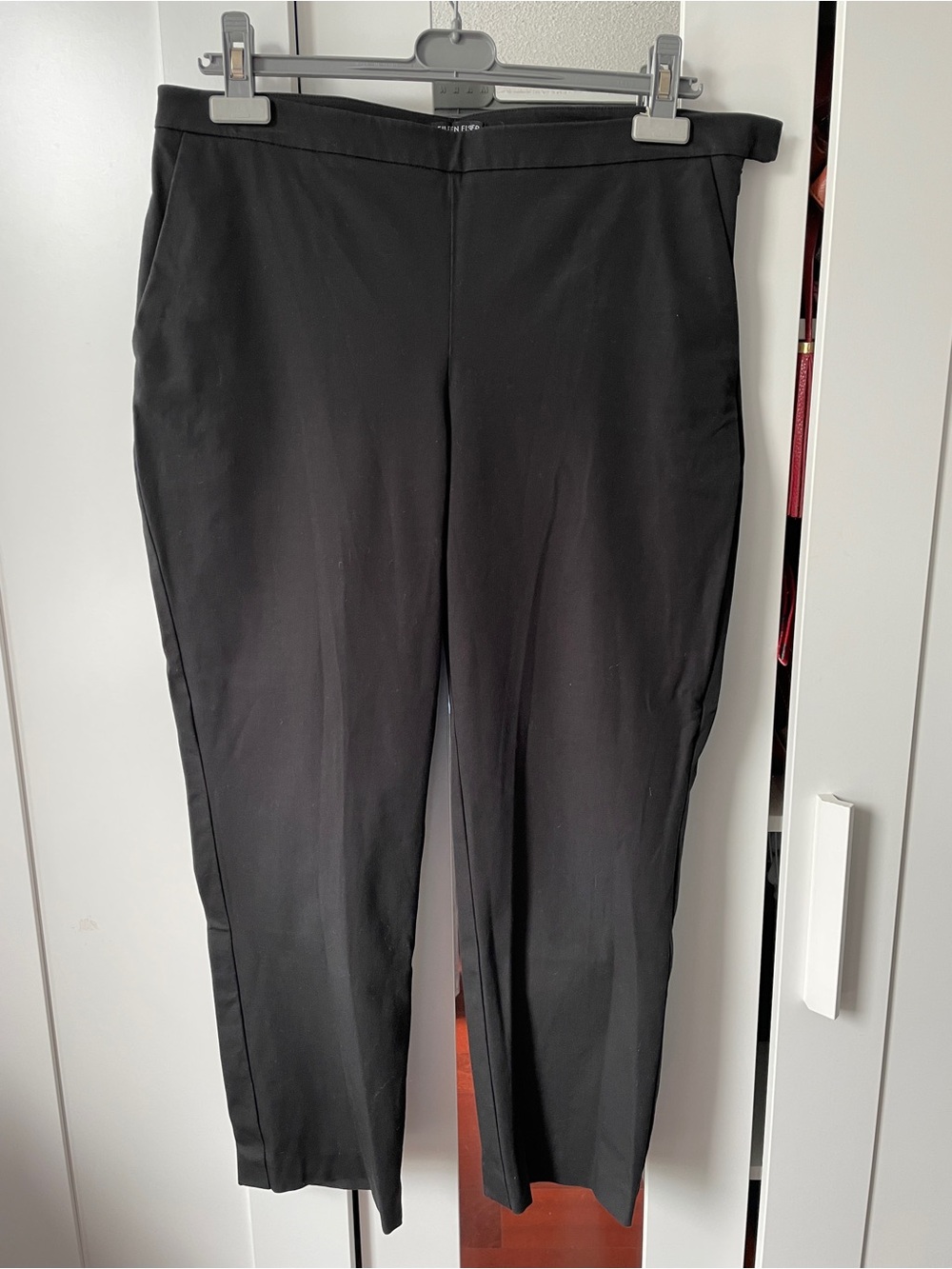 Women’s Eileen Fisher black organic cotton stretch straight leg pant size 12